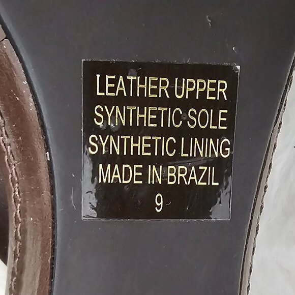 Zu Chocolate Brown Leather Whipstitch Slide On Heeleed Sandal Size 9 - Picture 12 of 15